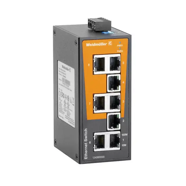 Weidmüller 1240900000 IE-SW-BL08-8TX Hálózati switch, nem konfigurálható, Fast Ethernet, Portok száma: 8x RJ45, IP30, -10 °C...60 °C Szezonális akció