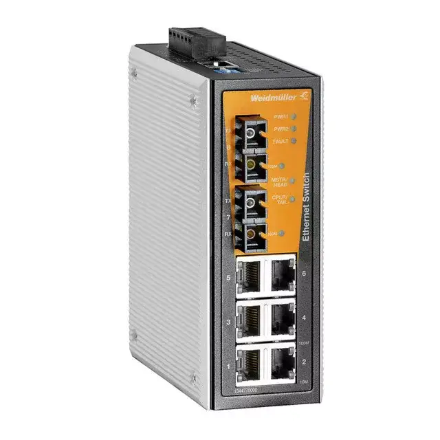 Vásárlói kedvenc Weidmüller 1344770000 IE-SW-VL08MT-6TX-2SC Hálózati switch, konfigurálható, Fast Ethernet, Portok száma: 6x RJ45, 2 * SC multimódusú, IP30, -40 °C...75 °C
