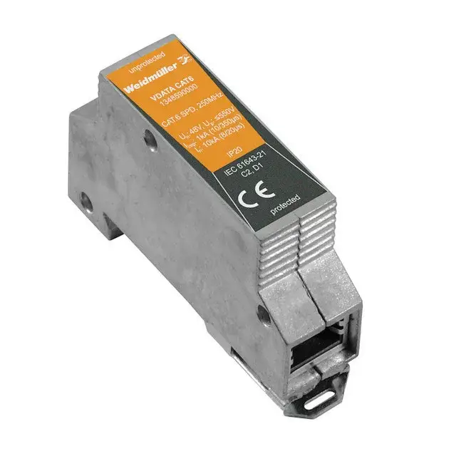Weidmüller 1348590000 VDATA CAT6 Adatátviteli túlfeszültség-levezető, Kalapsín-rögzítés, Túlfeszültség-védelem, 1 A, According to IEC61643-21 Biztonságos fizetés