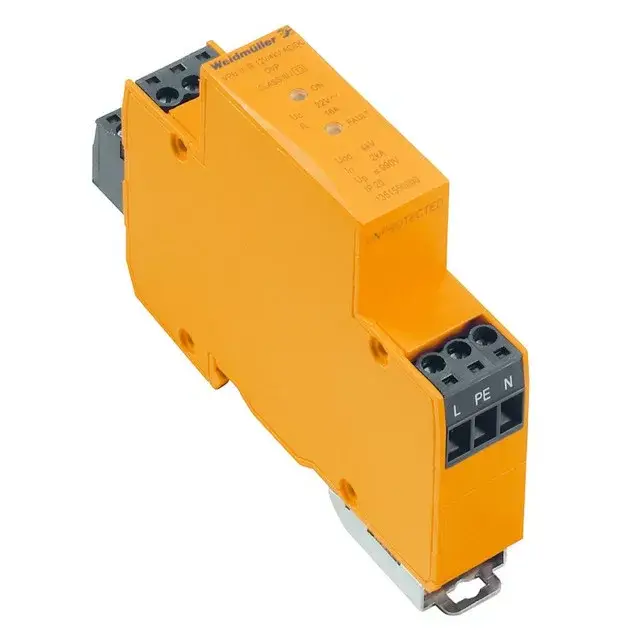 Weidmüller 1351580000 VPU III R 24V/4KV AC/DC III. osztályú levezető, Uoc: 4 kA, 24 V AC/DC villamos hálózati rendszere Túlfeszültség-levezető, Kisfeszültség, telekommunikációs érintkezővel, Single-phase, U<sub>P</sub>(L/N-PE) ≤ 220 V Outlet
