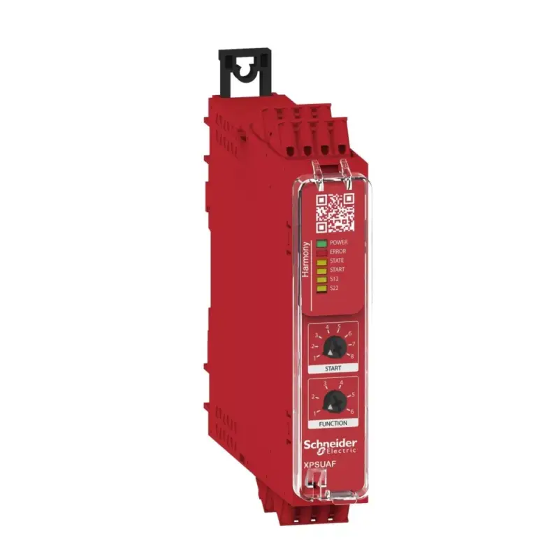 Azonnali szállítás Schneider XPSUAF33AC Preventa biztonsági relé modul, Cat.4, biztonsági be/ki: 2/3CO, PNP, 48-230VAC/DC, rugós