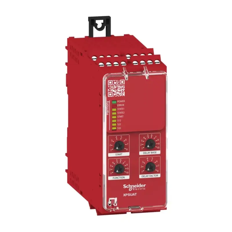 Schneider XPSUAT33A3AP Preventa biztonsági relé modul, XPSUAK+ 1 késleltetett kimenet, Cat.4, bizt. be/ki: 2/3CO, PNP, 48-230VAC/DC, csavaros Biztonságos vásárlás