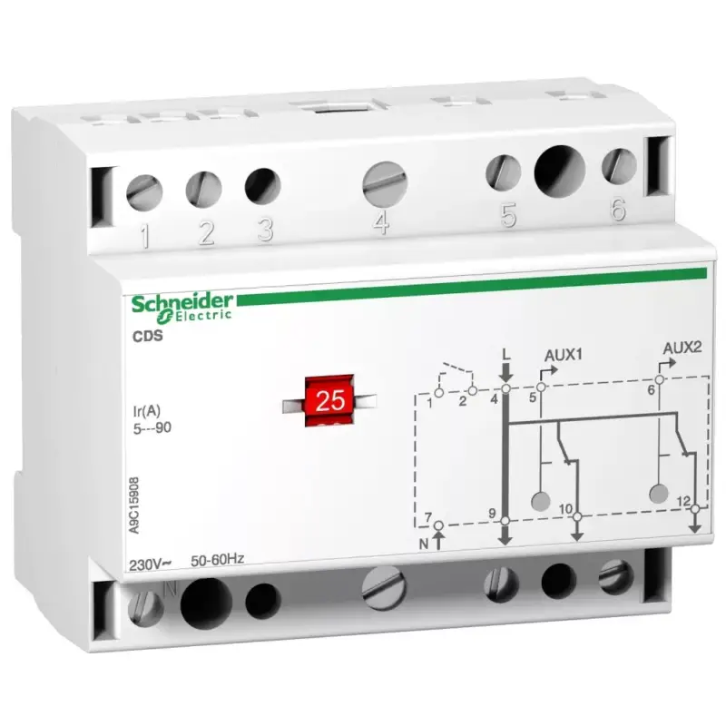 Olcsóbb Schneider A9C15908 ACTI9 CDS terhelésfigyelő kontaktor, 2 csatornás, 240V egyfázisú