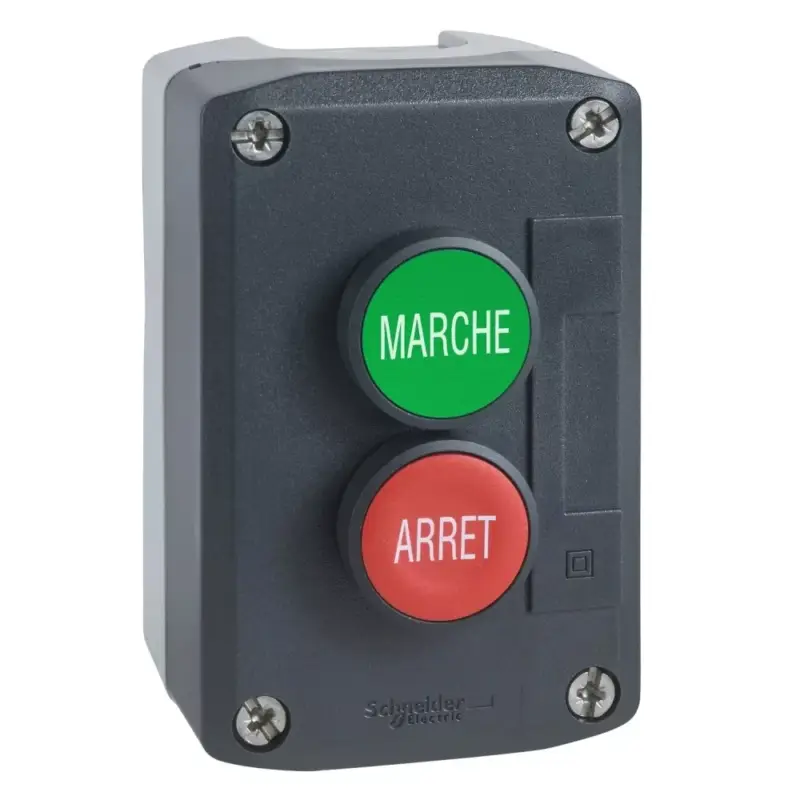 Schneider XALD224 Harmony XALD tokozott nyomógomb, 1 piros - 1 zöld nyomógomb, 1NC+1NO, "Marche" "Arrét" feliratok Gyors szállítás