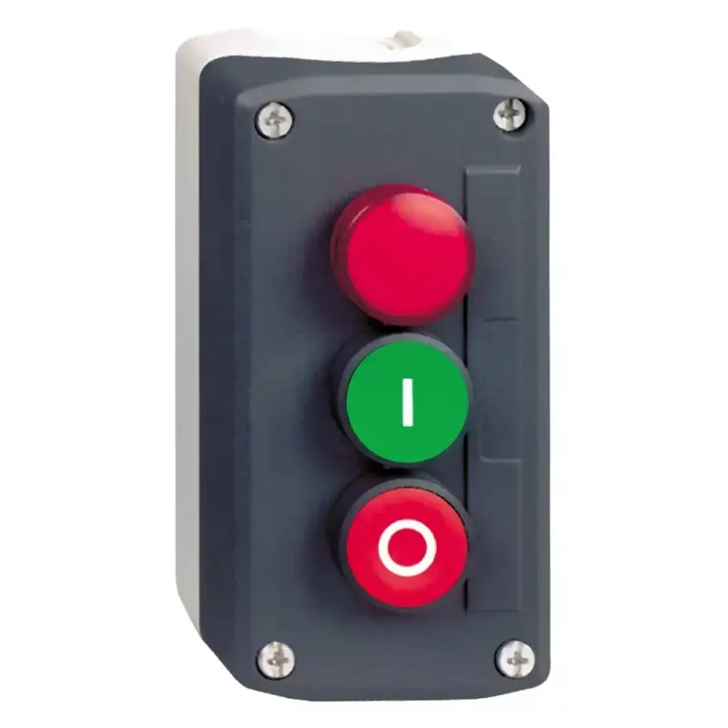 Vedd meg most Schneider XALD363B Harmony XALD tokozott nyomógomb, 1 zöld - 1 piros nyomógomb - 1 piros 24VAC/DC LED lámpa, 1NO+1NC, "I" "O" feliratok