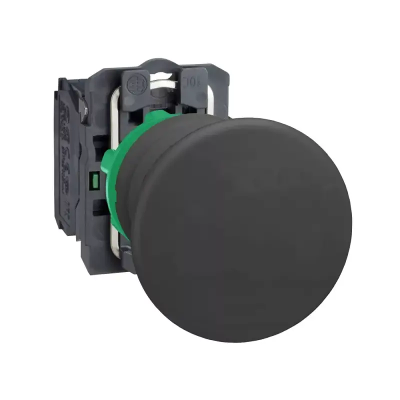 Schneider XB5AC21 Harmony komplett műanyag Ø40mm gombafejű nyomógomb, Ø22, visszatérő, 1NO, fekete Expressz szállítás