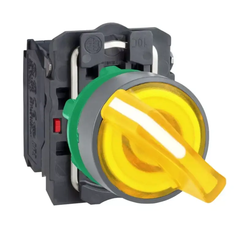 Schneider XB5AK125M5C0 Harmony komplett műanyag LED világító választókapcsoló, Ø22, 2 állású, 230 VAC, 1NO+1NC, narancs, szürke körgyűrű Legnépszerűbb