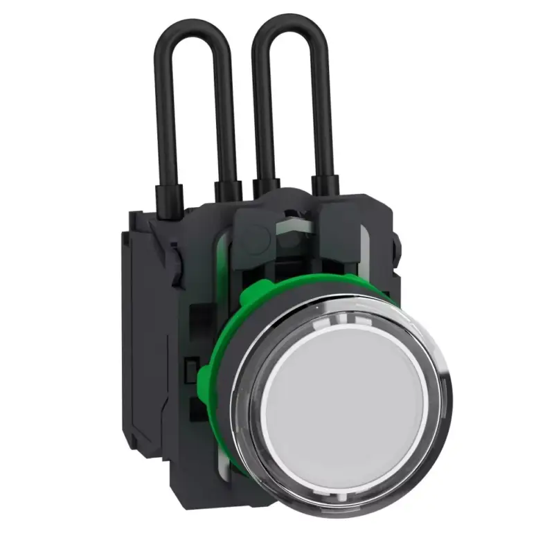Schneider XB5AW21B5 Harmony komplett műanyag nyomógombos LED tesztlámpa, Ø22, 24VAC/DC, fehér Kedvezményes ár