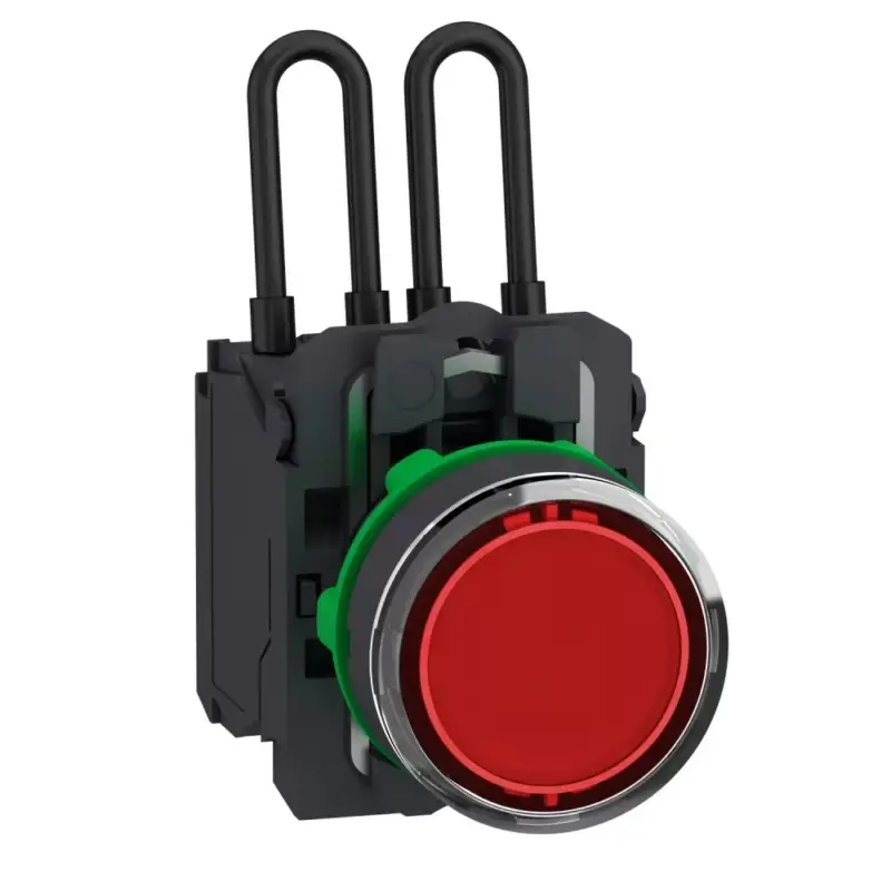 Schneider XB5AW24B5 Harmony komplett műanyag nyomógombos LED tesztlámpa, Ø22, 24VAC/DC, piros Népszerű