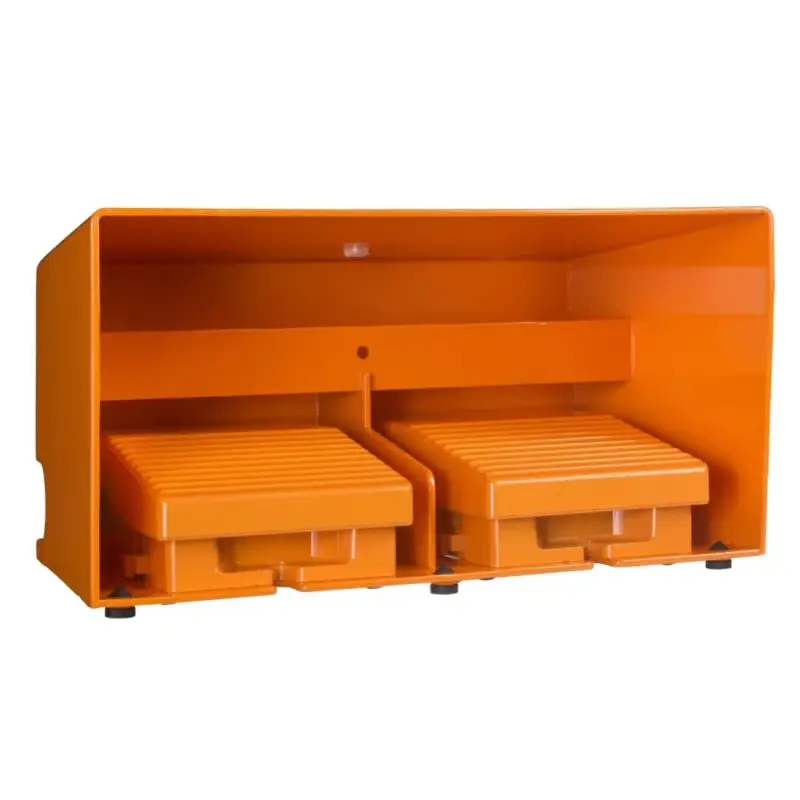 Biztonságos fizetés Schneider XPER3110D Harmony XPE lábkapcsoló, 2 pedálos, 1 fokozatú, 2x 1NO+2NC, védőtetővel, fém, narancssárga