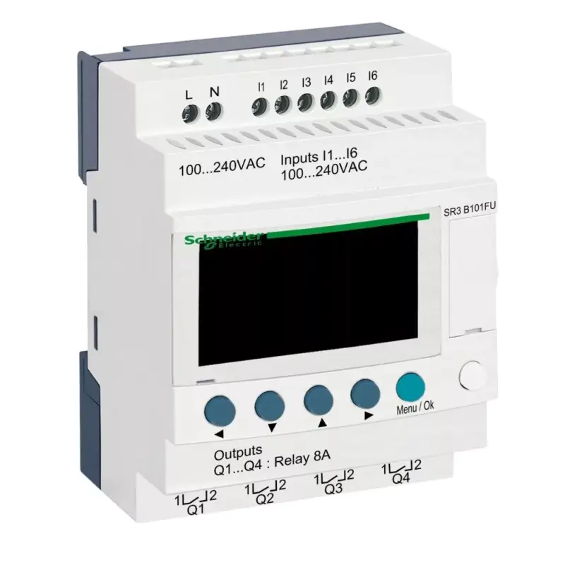 Schneider SR3B101FU 10 I/O, relés, óra, 230VAC Ne maradj le