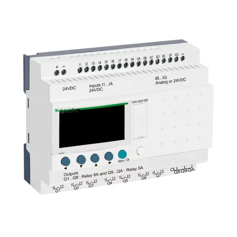 Schneider SR3B261BD 26 I/O, 6 analóg bemenet, relés, óra, 24VDC Ne maradj le