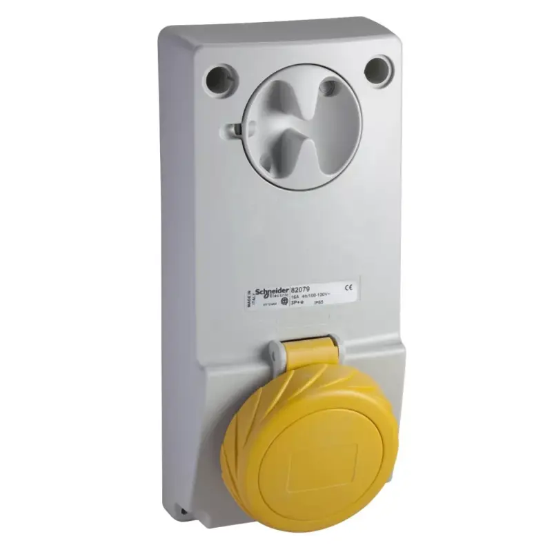 Szuper ajánlat Schneider 82090 UNIKA Panelre szerelhető, reteszelhető aljzat, 3P+F, 4h, 32A, 130V, IP65, védelem nélkül