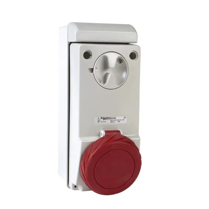 Újdonság Schneider 83299 UNIKA Falra szerelhető, reteszelhető aljzat, 3P+N+F, 3h, 32A, 440V, IP65, védelem nélkül