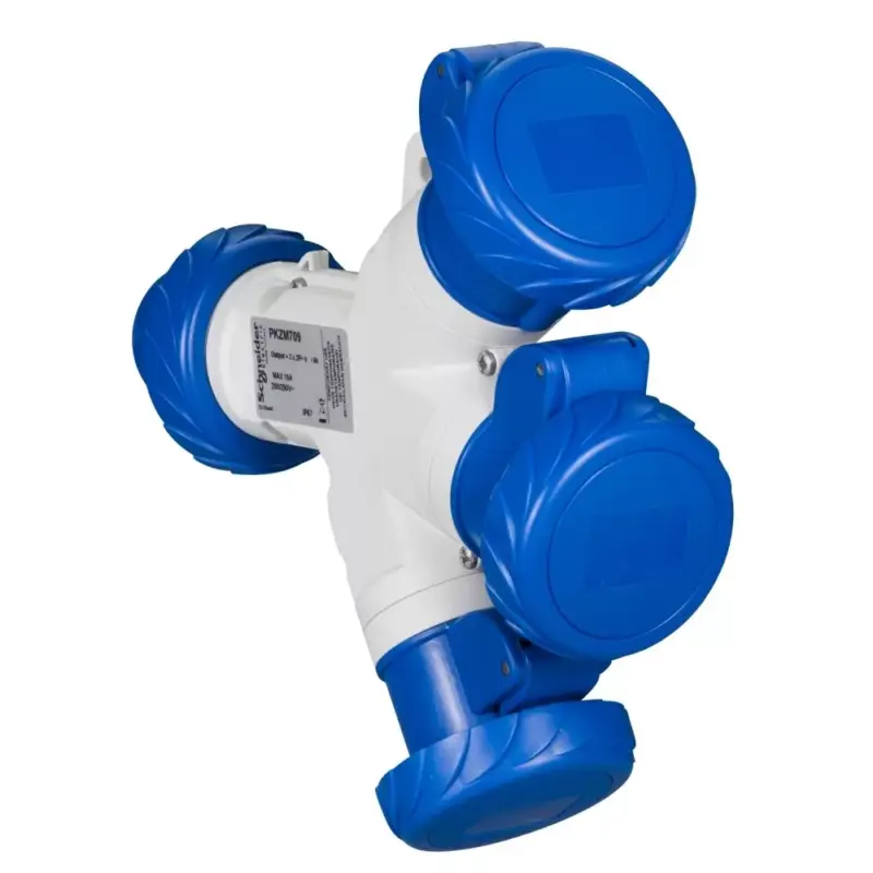 Outlet Schneider PKZM709 PRATIKA Elosztó adapter, 1 villa-3 aljzat, 2P+F, 16A, 250V, IP67