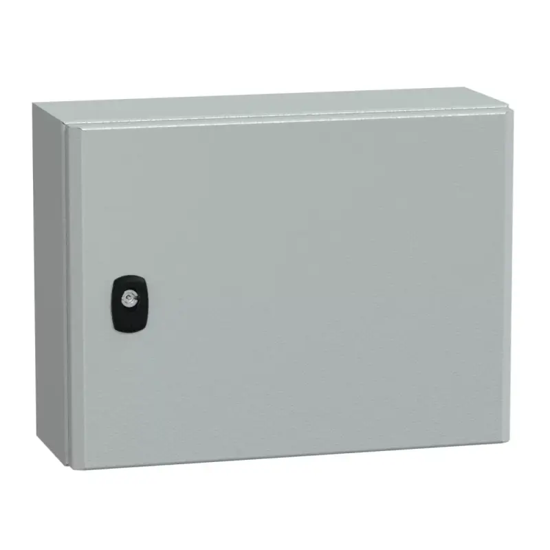 Vedd meg most Schneider NSYS3D3415P Spacial S3D Falra szerelhető fém szekrény, Teli ajtóval, 300x400x150, IP66, szerelőlappal