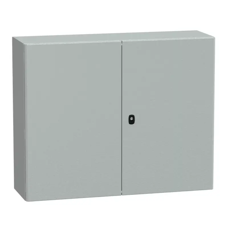Csak ma Schneider NSYS3D81030DP Spacial S3D Falra szerelhető fém szekrény, Teli ajtóval, 800x1000x300, IP55, 2 ajtós kivitel, szerelőlappal