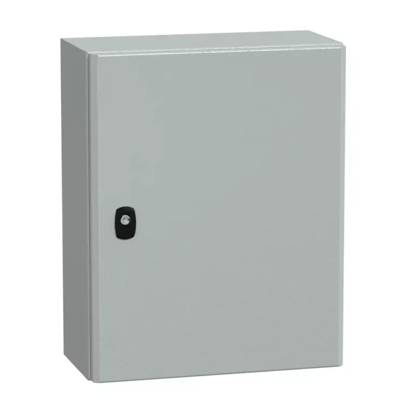 Akciós ár Schneider NSYS3D5420 Spacial S3D Falra szerelhető fém szekrény, Teli ajtóval, 500x400x200, IP66, szerelőlap nélkül