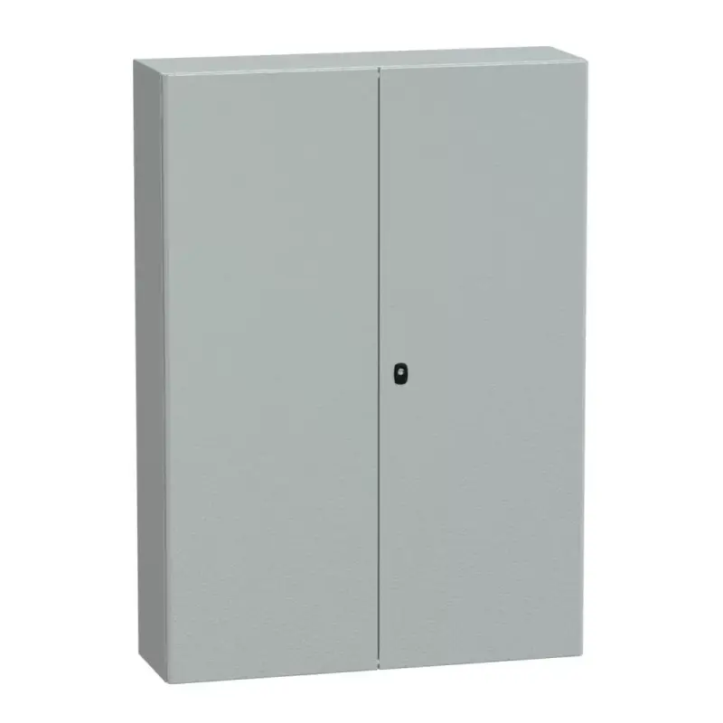 Schneider NSYS3D141030D Spacial S3D Falra szerelhető fém szekrény, Teli ajtóval, 1400x1000x300, IP55, 2 ajtós kivitel, szerelőlap nélkül Népszerű