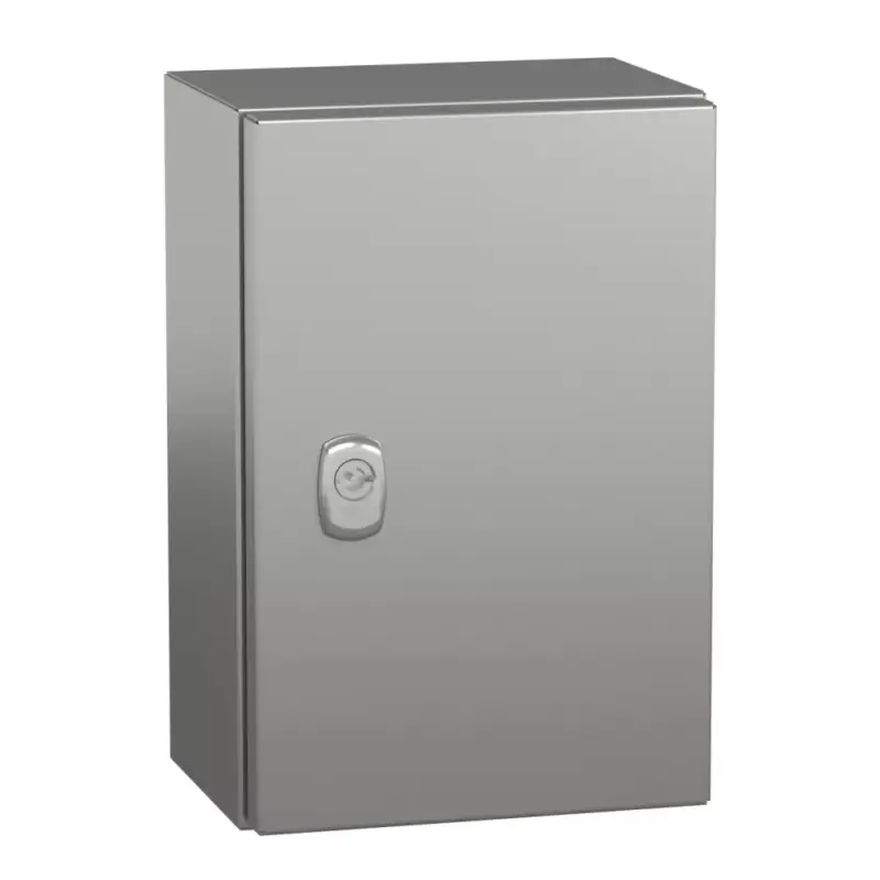 Biztonságos fizetés Schneider NSYS3X3215 Spacial S3X Falra szerelhető rozsdamentes acél AISI 304L szekrény, Teli ajtóval, 300x200x150, IP66, szerelőlap nélkül