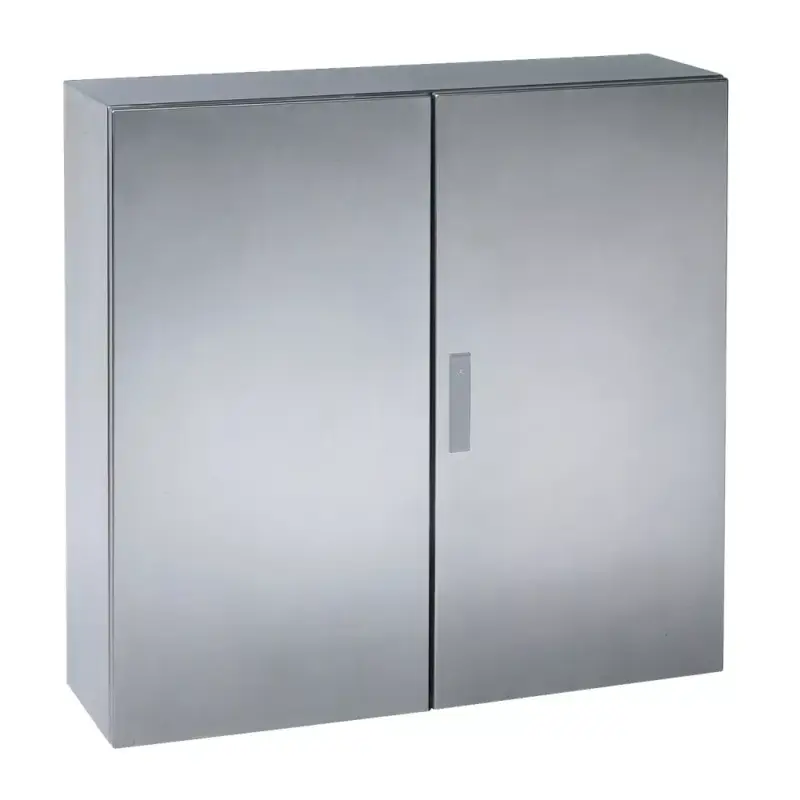 Schneider NSYS3X101030 Spacial S3X Falra szerelhető rozsdamentes acél AISI 304L szekrény, Teli ajtóval, 1000x1000x300, IP55, 2 ajtós kivitel, szerelőlap nélkül Kiárusítás