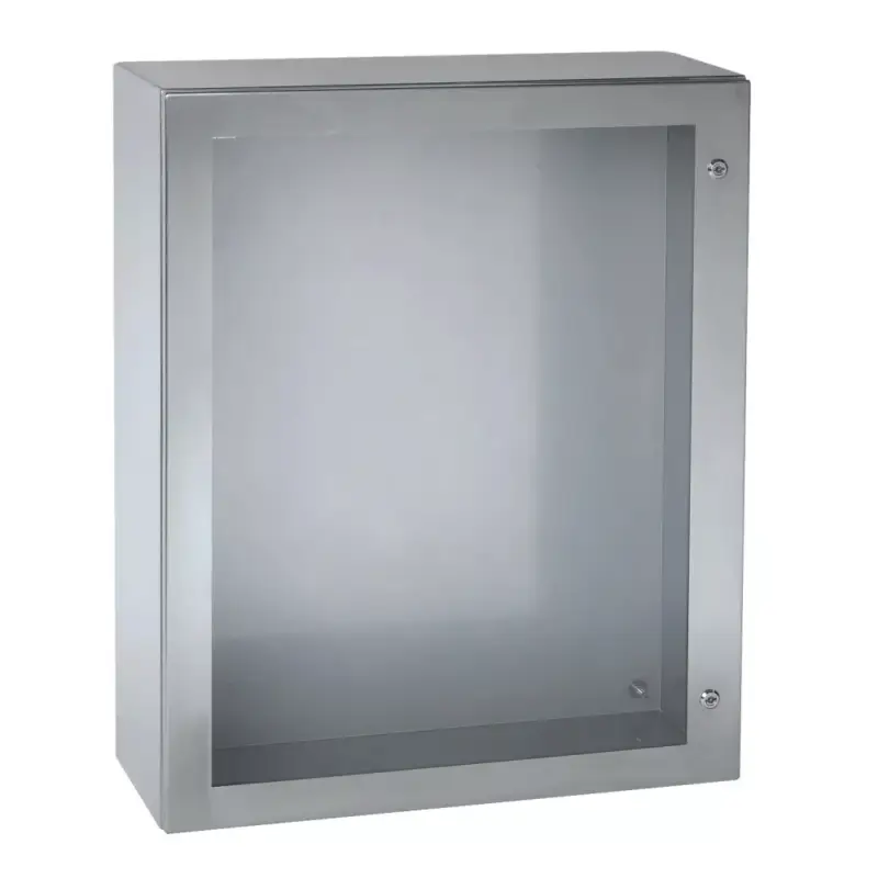 Schneider NSYS3X4320T Spacial S3X Falra szerelhető rozsdamentes acél AISI 304L szekrény, Üvegezett ajtóval, 400x300x200, IP66, szerelőlap nélkül Kedvezmény
