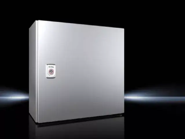 Különleges ajánlat Rittal AX 1006.000 rozsdamentes acél AISI 304L szekrény, teli ajtóval, 380x380x210, IP66, szerelőlappal (Rittal 1006000)