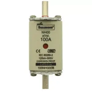 Eaton 100NHG00B 100A 500V FUSE NH00 gG D.I. FUSE NH-betét 100A, DIN 00 méret, 500V AC, gG/gL Gyors szállítás