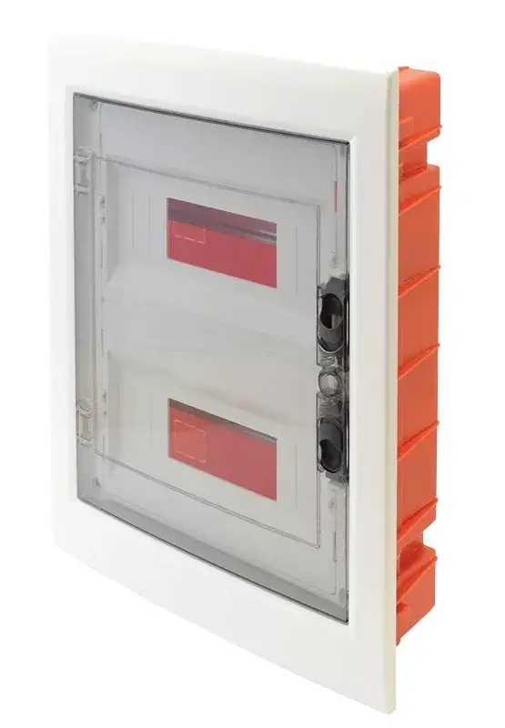 Akció Tracon EDSS-12/2 Műanyag kiselosztó, 24 modul, 2 sor, füstszínű sík ajtóval, IP40, süllyesztett