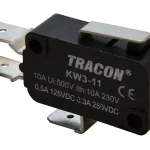 Azonnal elérhető Tracon KW3-11 Helyzetkapcsoló, mikro, rugószáras 1×CO 10(3)A/230V, 15mm, 6,3x0,8 mm, IP00