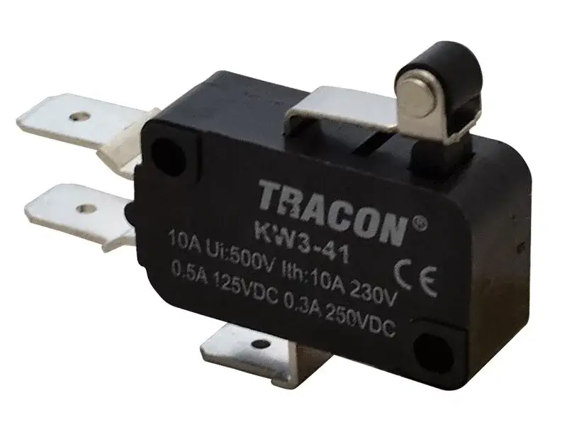 Tracon KW3-41 Helyzetkapcsoló, mikro, karos-görgős 1×CO 10(3)A/230V, 15mm, 6,3x0,8 mm, IP00 Exkluzív ajánlat