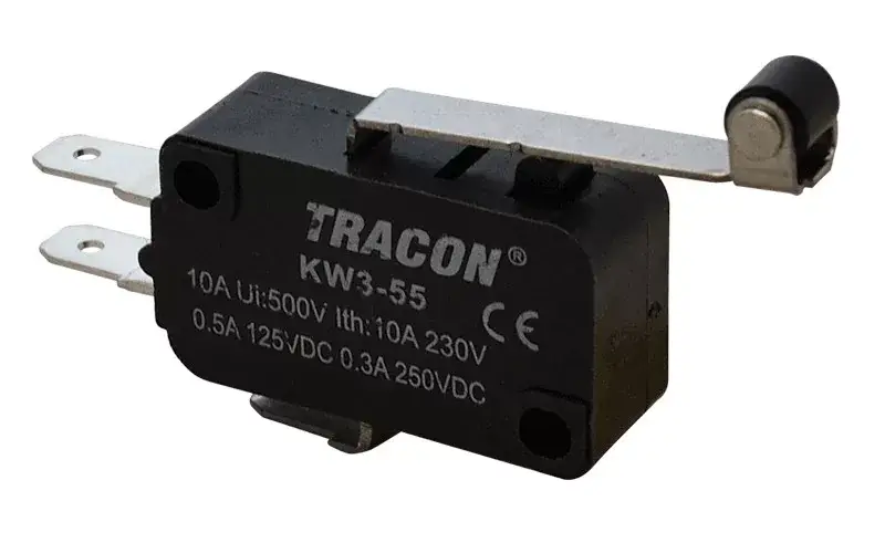 Tracon KW3-55 Helyzetkapcsoló, mikro, karos-görgős 1×CO 10(3)A/230V, 28mm, 4,8x0,8 mm, IP00 Bestseller