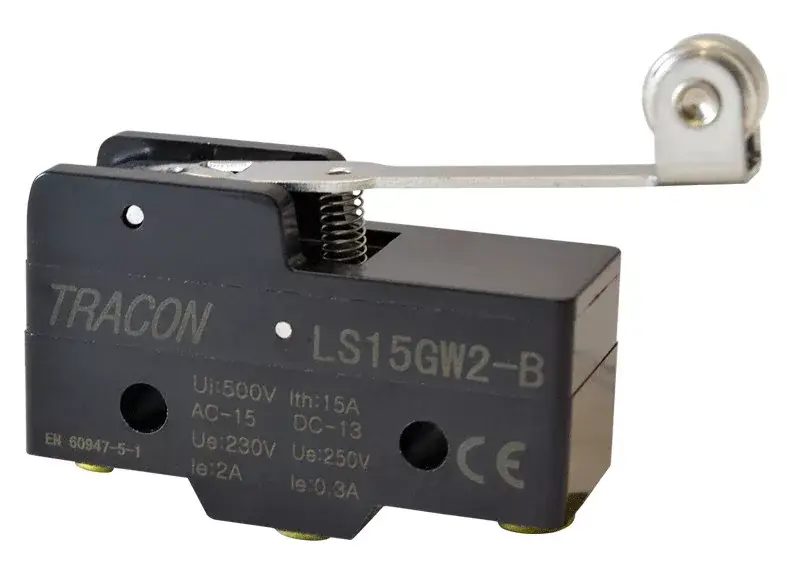 Végkiárusítás Tracon LS15GW2-B Helyzetkapcsoló, rugószáras-görgős 1×CO, 2A/230V AC, 35mm, IP00