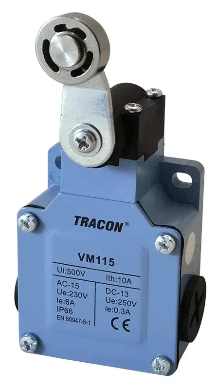Ne maradj le Tracon VM115 Helyzetkapcsoló, lengőkar-görgő fémházas 1×NO+1×NC, 6A/230V AC, IP66