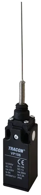 Árcsökkenés Tracon VP106 Helyzetkapcsoló, rugószáras 1×NO+1×NC, 6A/230V AC, 125mm, IP65