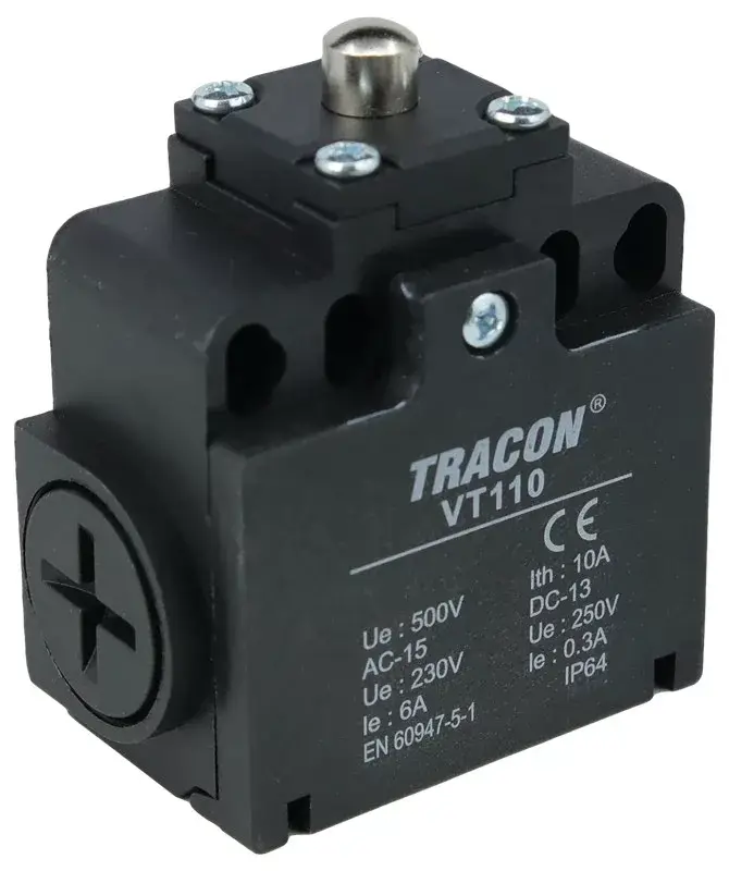 Vásárlói kedvenc Tracon VT110 Helyzetkapcsoló, kúpos-ütközős 1×NO+1×NC, 6A/230V AC, IP65
