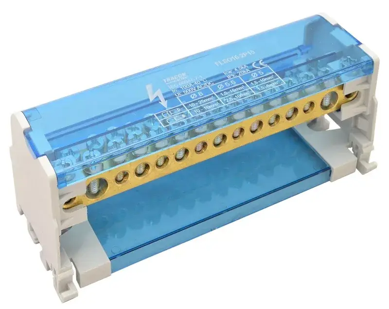 Tracon FLSO25-2P15 Moduláris elosztóblokk nyitható fedéllel 2×25(25)mm2 / 6×10(6)mm2, 7×16(10)mm2, 500VAC/DC, 100A Vásárlói kedvenc