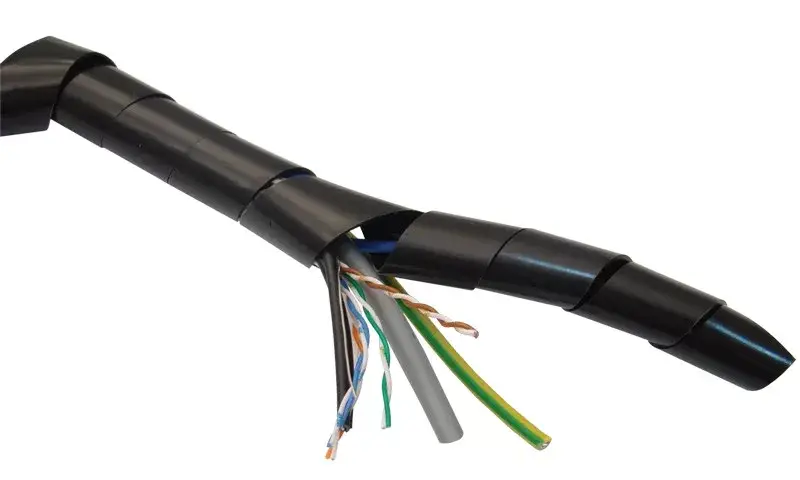 Korlátozott ajánlat Tracon KSPI-6F Vezetékösszefogó szalagspirál, fekete dmin-dmax=7-40mm, PE