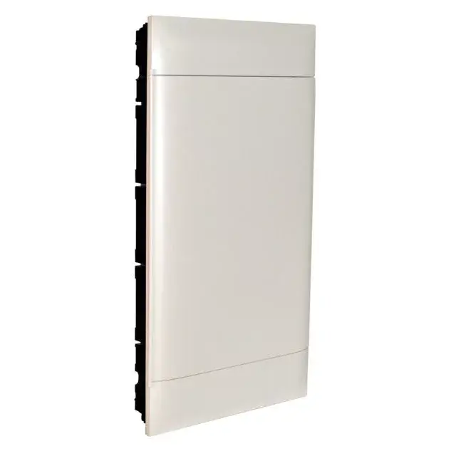 Vedd meg online Legrand 137169 Practibox S műanyag kiselosztó 72 modul, 4 sor, Teli ajtóval, IP40, gipszkarton falba süllyesztett, PE és N sínnel, méret : 765x436x103 mm