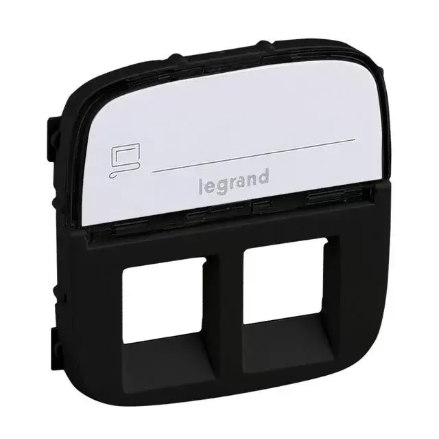 Kedvezményes ár Legrand 755488 Valena Allure 2xRJ11/RJ45 aljzat burkolat címketartóval, Fekete ( Legrand 755488 )