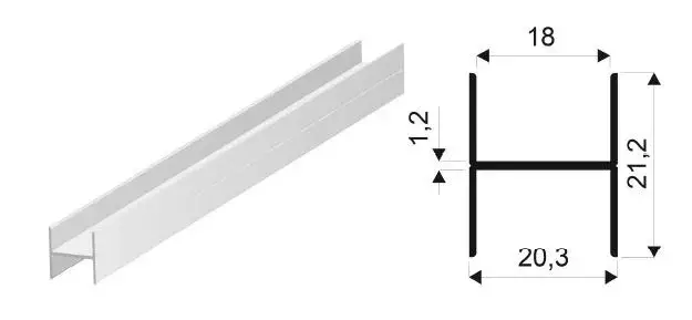Gyors kiszállítás SEVROLL 04929 összekötő profil Simple/Blue H21 3m (RL:18mm) fényes fehér