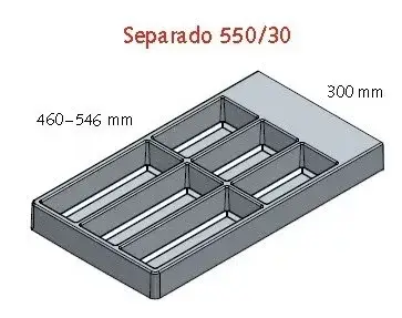 Evőeszköztartó Separado 546x300x2,8 mm ezüst Biztonságos vásárlás