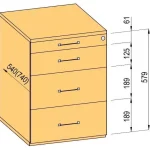 Ajánlat K-BBP Konténer 540mm típus 4/változat 1 (fiók fém,részl.kihuzású sín,beh.)