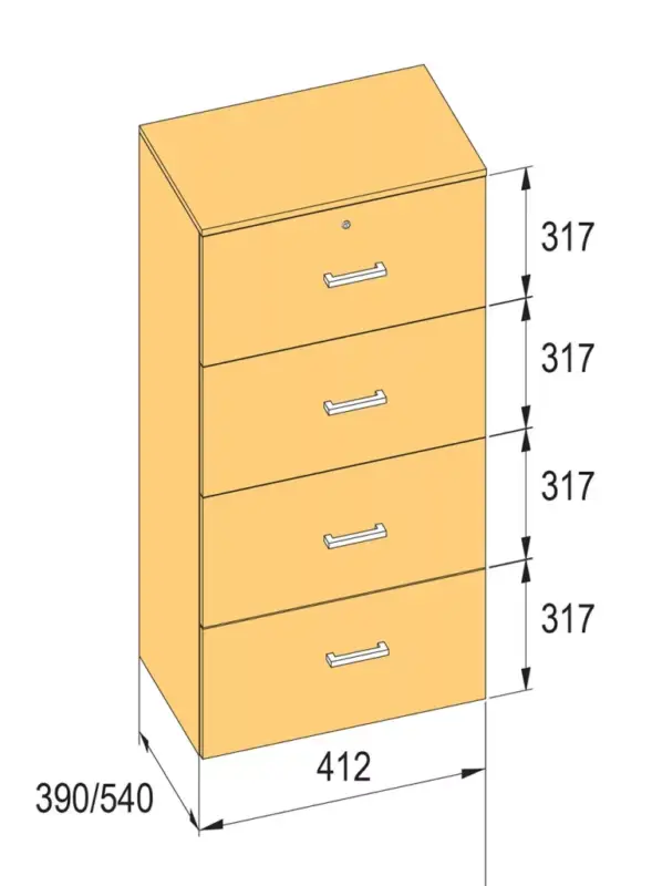 K-BBP R4 típusú irattartó szekrény belső szélességéhez 412 mm / 390 mm, magasság Rendeld meg most