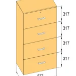 K-BBP R4 típusú iratszekrény 412 mm / 540 mm belső szélességhez, 1276 mm magassá Szuper akció