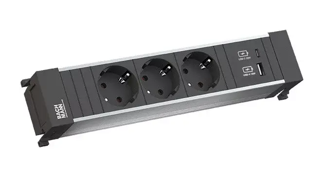 Árcsökkenés BACHMANN 916.502 alkatrész 3x 230V schuko + USB A/C 22W csatlakozóegység