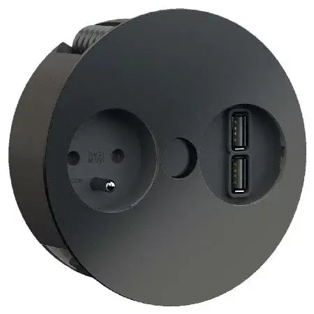 BACHMANN 931.132 Twist USB, 1x 230V, 1x USB-A dupla töltő, fekete matt Akció
