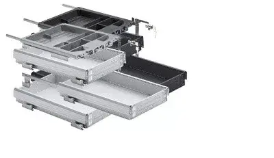 Kiárusítás HETTICH 9111131 konténer szett részleges kihuzású sínnel P2O 392x730 mm fekete