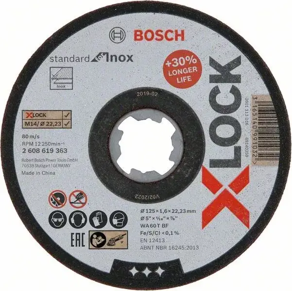 BOSCH 2608619363 X-LOCK řezný kotouč Standard for Inox 125 × 1,6 mm T41 Azonnali szállítás