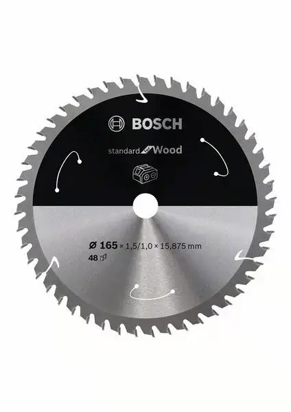 BOSCH 2608837683 Pilový kotouč Standard for Wood pro AKU p. 165×1,5×15,875mm, 48 Azonnali szállítás